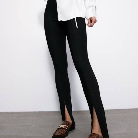 Zara Ribbed Front Split Leggings 
